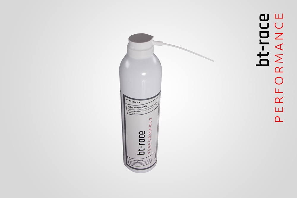 Montagefluid von bt-race. Reduziert den Zeitaufwand beim Reifenwechsel durch seine spezielle Rezeptur erheblich.