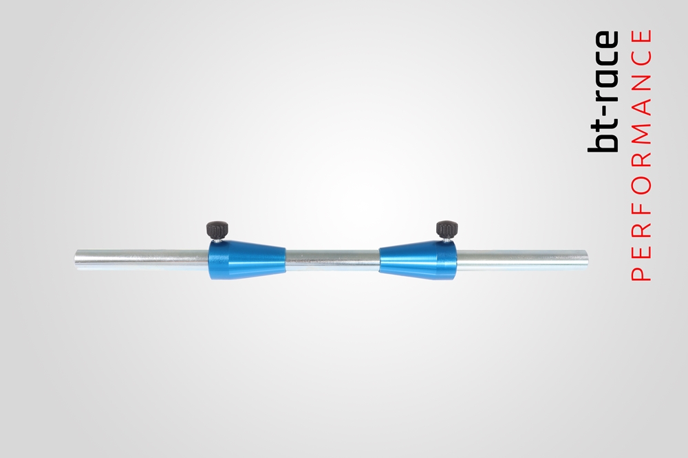 Welle mit Zentrierkonus mittel in blau bt-race. Ersatzteil für unseren Wuchtbock oder jedes andere Fabrikat mit Ø16er Welle.