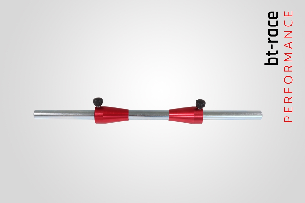 Welle mit Zentrierkonus mittel in rot bt-race. Ersatzteil für unseren Wuchtbock oder jedes andere Fabrikat mit Ø16er Welle.